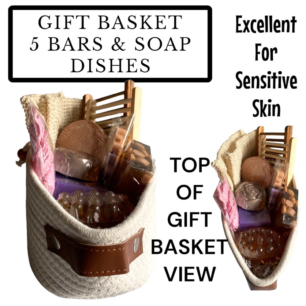 Soap Gift Basket, White Oval Woven Rope, Handmade Soaps ( PRICE IS FIRM )